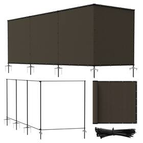 Bynbbur Femf22e0624bw 6ftx24ft Outdoor Privacy Screen Freestanding With Iron Poles And Stakes Tempor