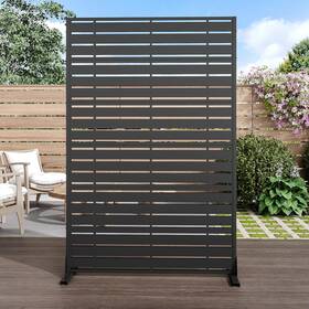 Casaphoria 755113069191 Metal Privacy Screen Outdoor 72 Inch H X 47 W Stable Base Black-adams