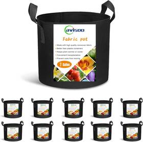 Cavisoo 785657043258 10-pack 7 Gallon Plant Grow Bags Heavy Duty 300g Thickened Black