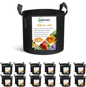 D00-4516 Cavisoo 24-pack 5 Gallon Grow Bags Heavy Duty Thickened Non-woven Black