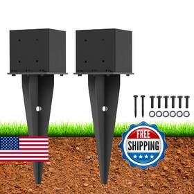 Cdfyjhfdq B0dm1zfljb 2 Pcs 6x6 Fence Post Anchor Ground Spike 22 Inch Black Powder-coated Metal Pos