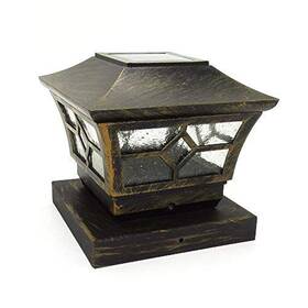 Cheekon 10227-br55 5-1/2 X Solar Post Cap Lights Bronze Metal And Glass Outdoor Garden