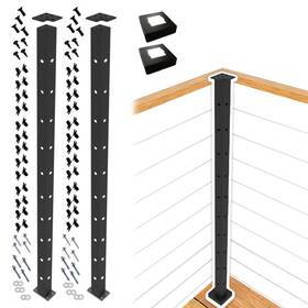 Chr 810062151264 Fence And Rail Cable Railing Post Set 2pcs Black Corner 42in