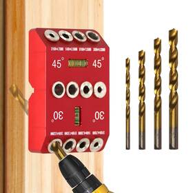 Ymx7-1-bi-dr001-r Cnqlis 30 45 90 Angle Drill Guide Jig With 4 Bits-portable