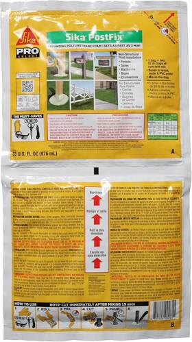 483503 Corporation Postfix Fence Post Mix Mix-in-the-bag Expanding Foam Supporting Non-structural
