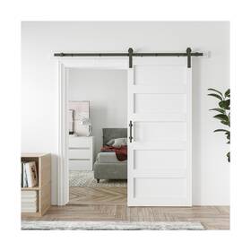 Coshomer Bdhn-0070-42p5-mdfwt 42in X 84in Sliding Barn Door With 7ft Hardware Kit And Handle Pre-d