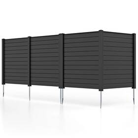 Costway 2 Us-2gt3810dk Outdoor 2 Pcs Pvc Privacy Panels 2-pack Picket Fence With 3 Cuspidal Foot Stakes