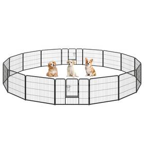 Costway 21114574 16 Panel 24 Inch Height Pen Fence Indoor Outdoor Foldable Fencing Gate With Lock