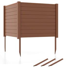 Us-2hcst02901 Costway 48 Inch L X 37.5 H Air Conditioner Fence Screen Panel Kit With 3 Ground Stakes Brown