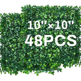Ycl-crowye-17428 Crowye 48 Pcs 10x10 Inch Faux Grass Wall Panels Artificial Boxwood Outdoor Privacy