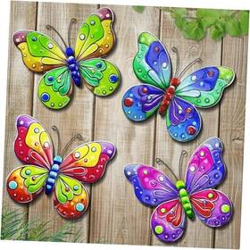 Dabulang Vm1372 4 Pack Metal Butterfly Wall Decor Outdoor Fence Art Butterfly-b
