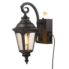 Darkaway 6w3b-bk Dusk To Dawn Outdoor Porch Light With Gfci Outlet Waterproof Outdoo