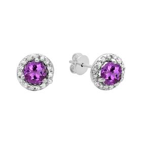 Ge-amethyst0.50-p Dazzlingrock Collection 3.6mm Each Gemstone Or Diamond And White Circle