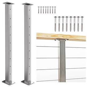 Deck Man 733277135594 2 Pack Stainless Steel Cable Railing Posts 36inch Level Line Intermediate Pos