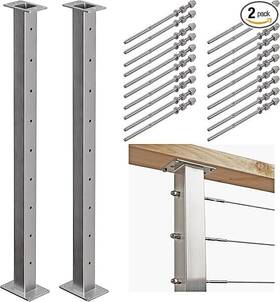 Dmrp-002 Deck Man 2 Pack Stainless Steel Cable Railing Post Inch With 1/8 Kit