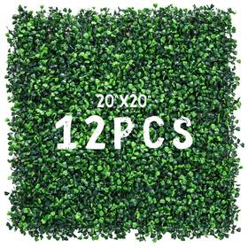 Decwin 710663263920 12 Pieces 20 Inch X Artificial Hedge Boxwood Panels Gras