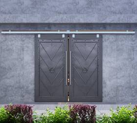Diyhd M00077 10ft Galvanized Steel Exterior Double Sliding Barn Door Hardware Heavy