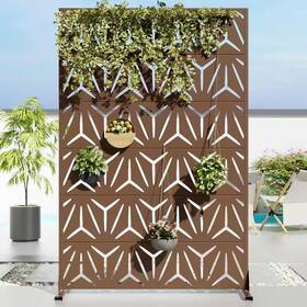 Dovelina 313090015008 47 Inch X 72 Dark Brown Textured Metal Garden Screens Outdoor Privacy Screen