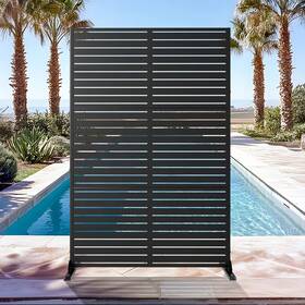 Dovelina Hd-202481601 72x47 In Black Galvanized Metal Outdoor Privacy Screen Garden Fence