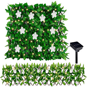 Dr.dudu 16.5inch X 51.5inch Expandable Fence Privacy Screen Artificial Ivy Hedge