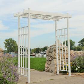 11197 Dura-trel Garden Trellis Vinyl Arbor Pergola White Wedding Climbing Plants Yard Outdoor