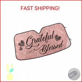 Dussdil G426747152p504c539s1719 Grateful And Blessed Rose Gold Pink Glitter Car Windshield Sunshades Shi