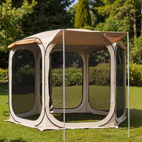 Esshch12 East Oak 12 Ft Pop Up Canopy Tent With Mesh Outdoor Beige