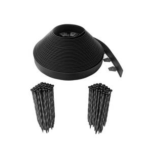 Easyflex 3220e-100c 2.5 Inch Tall Wall No-dig Landscape Edging Kit - 100 Foot Black