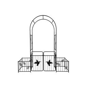2-plant Ecochic Spaces Inc 744110328967 New 87 Inch X 79.92 Iron 2-doors Arch Garden Arbor Trellis With Baske