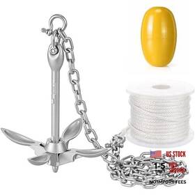 Yol-elaraberry-0165 Elaraberry 4 Pcs 3.3 Lb Folding Grapnel Boat Anchor Kit Included A-style Kayak
