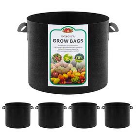 5g-20251125 Eokoica 5-pack 5 Gallon Grow Bags Thickened Aeration Fabric Pots Gray