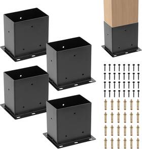 147535-1 Fahkns 4 X 6 Post Base Pcs Inner Size 3.6x5.6 Brackets Heavy-duty Metal Blac