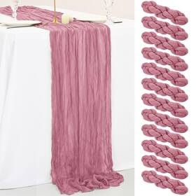 Cz203l Fani 12 Pack 10ft Dusty Rose Cheesecloth Table Runner 35 X 120 Inch Boho Gauze Che