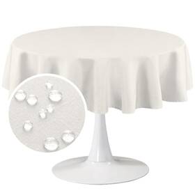 Fantasdecor Fdtablecloth-r-6060ivory Round Tablecloth White Table Cloths Wrinkle Resistant And Waterpr