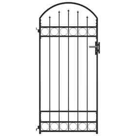 145750 Fence Gate With Arched Top Steel 35inchx78.7inch Black