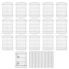 Fencer Wire 445039917920 Arched 23.6 Inch W X 29.5 H Black Metal No Dig Decorative Garden Fence