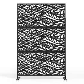 Pf-b-s081 Fency Outdoor Privacy Screen Garden Fence 76 Inch H X 47 W Galvanized Steel Black