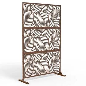 Suus-nhb-s180120-rb-s092 Fency Laser Cut Metal Rust Outdoor Privacy Screen Brown