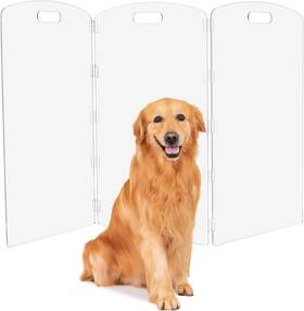 Feoyoho Yoho-066 Acrylic Pet Gate Freestanding Foldable - Clear 32 Inch Height-3 Panel