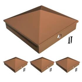 Fguyohu 761312190536 6x6 Brown Fence Post Caps Coated Aluminum Pyramid Deck 5.5 Inch Wood Posts 4p