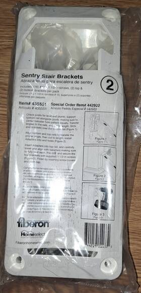 Fiberon 435551 2-pair White Sentry Stair Brackets Composite Railing 0435551 So#442922