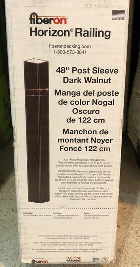 Fiberon 844219013617 Horizon Dark Walnut Composite Railing Deck Post Sleeve 48 Inch