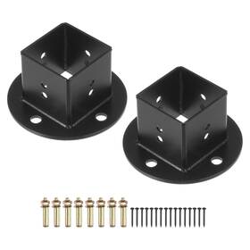 Fipux 617662845230 2 Pcs Inch X Corner Brackets For Patio Deck Railing Square Floor Flange Black