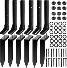 Fnxaor 445018815834 Fence Post Repair Kit 6 Pack 4x4/6x6 Heavy Duty Steel Anchor Ground
