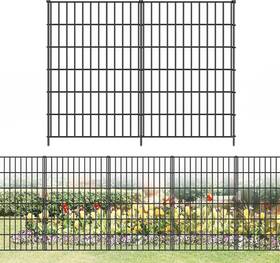 Forehogar 705353608261 Metal Garden Fence 40in H X 23.3ft L 10 Panels 11 Stakes Dog Fences Borde