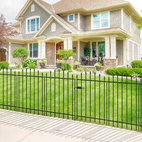 Forehogar Arf3524-6g Metal Garden Fence With Gate 36 In H X 12 Ft L 1 5 Panels Border Dog