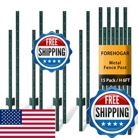 Forehogar B0fnmlg9q3 Metal Fence Post Green Splicing 6 Feet Pack Of 15 T Posts For Fences