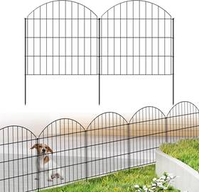 Forehogar Ctw2828 Rustproof Metal Garden Fence 28 Inch H X 11.7ft L 5 Panels 6 Stakes Black