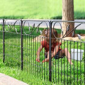 Forehogar Lf2410 Decorative Metal Garden Fence 24inh X10ftl 5 Panels Leaf Black Rust