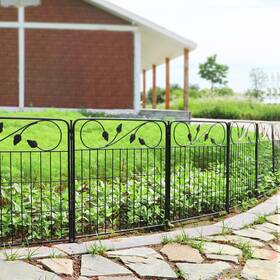 Lf2416 Forehogar Decorative Black Garden Fencing 24in H X16ft L 8 Panels Metal Wire Edging P